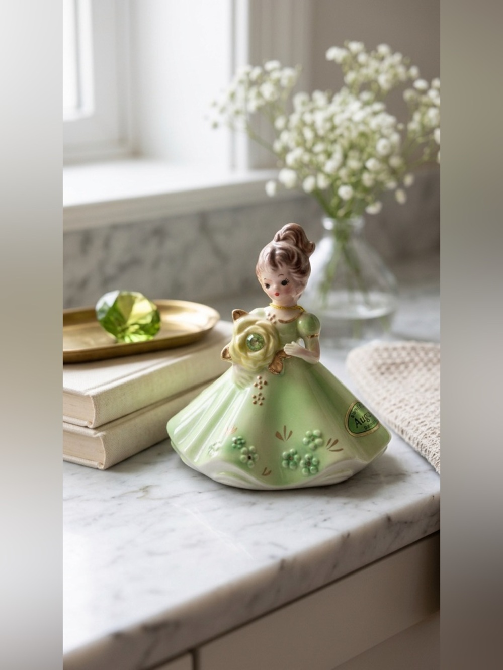 Vintage Josef Original August Peridot Birthstone Figurine Japan Made